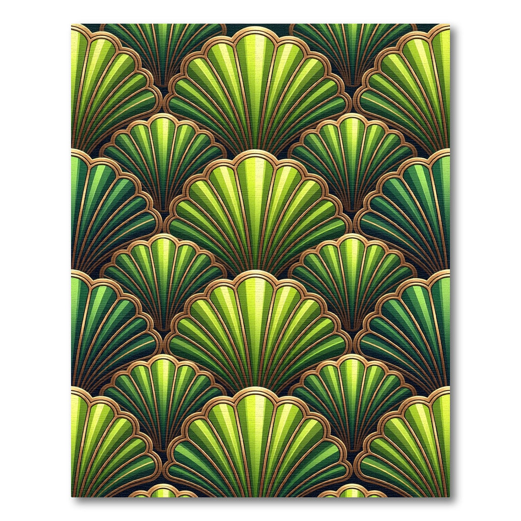Green Fan Art Deco Geometric Rug