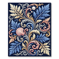 Elegant Blue Pearl Shell Scrollwork Rug