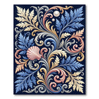 Elegant Blue Pearl Shell Scrollwork Rug