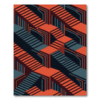 Orange and Teal Geometric Stairs Rug