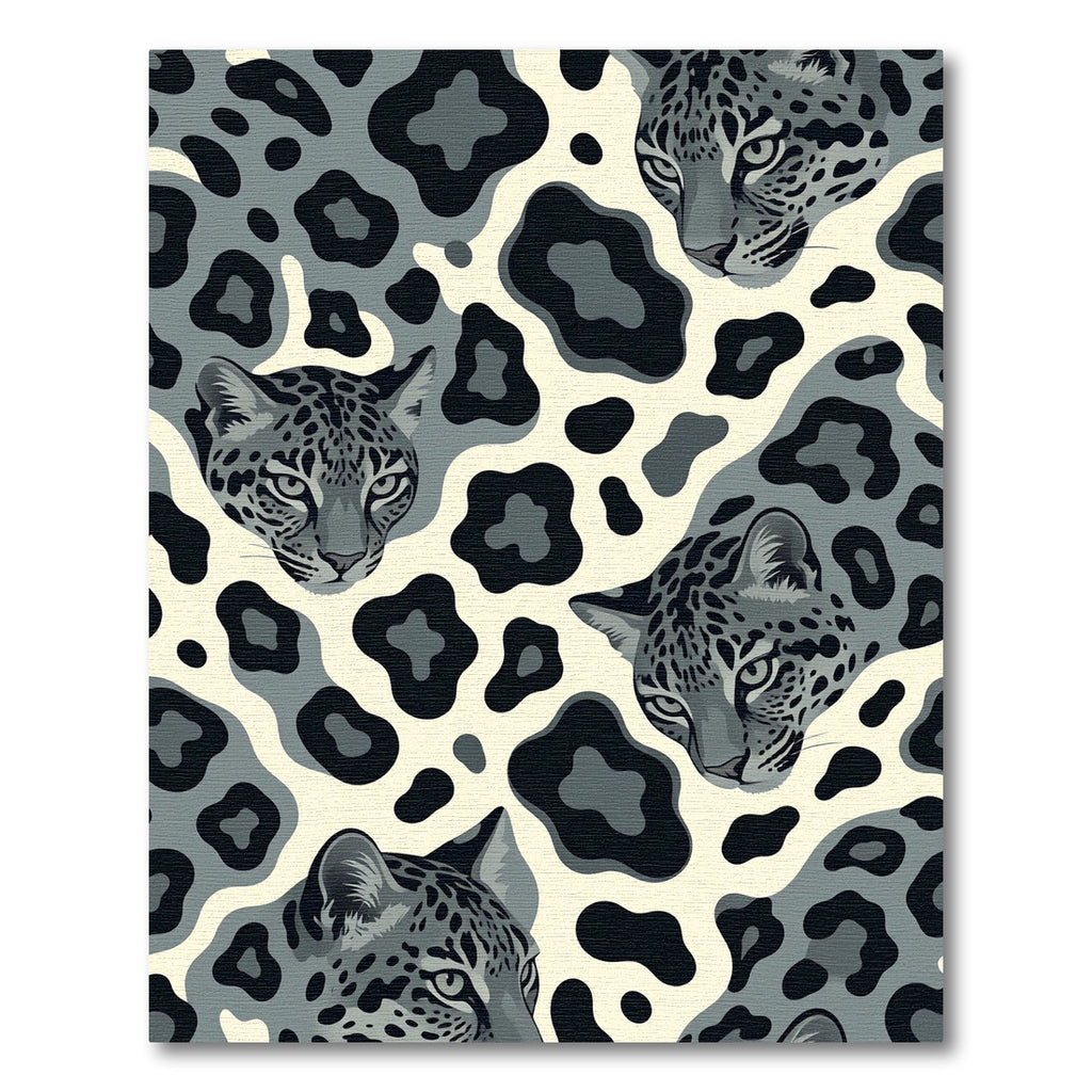 Modern Gray Leopard Spot Animal Art Rug