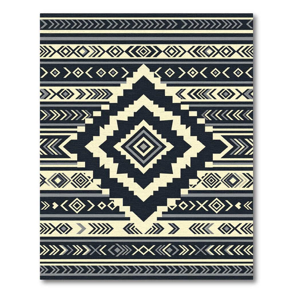 Geometric Monochrome Tribal Diamond Chevron Rug