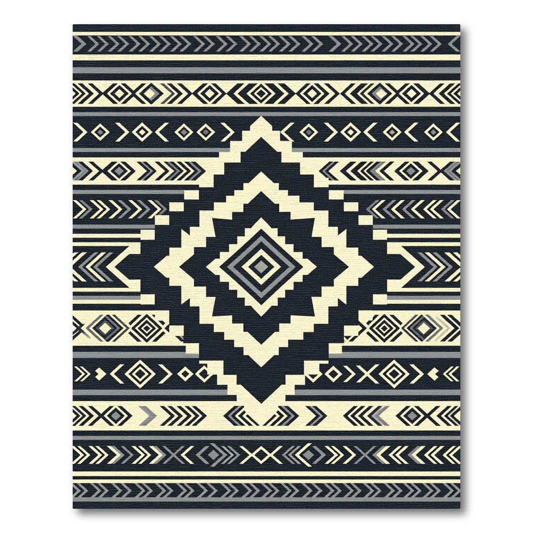 Geometric Monochrome Tribal Diamond Chevron Rug