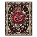 Royal Crimson Rose Crown Fleur-de-lis Rug
