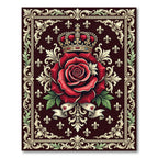 Royal Crimson Rose Crown Fleur-de-lis Rug