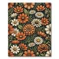 Orange and White Daisy Floral Garden Rug