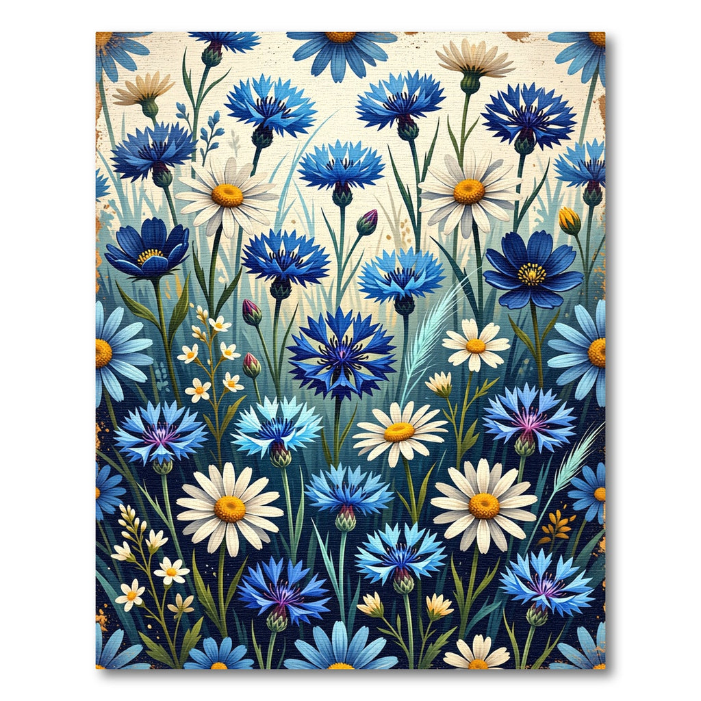 Wildflowers Meadow Blue Floral Botanical Rug