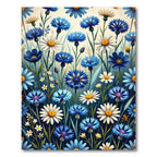 Wildflowers Meadow Blue Floral Botanical Rug