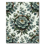 Pale Green Floral Botanical Roundel Rug