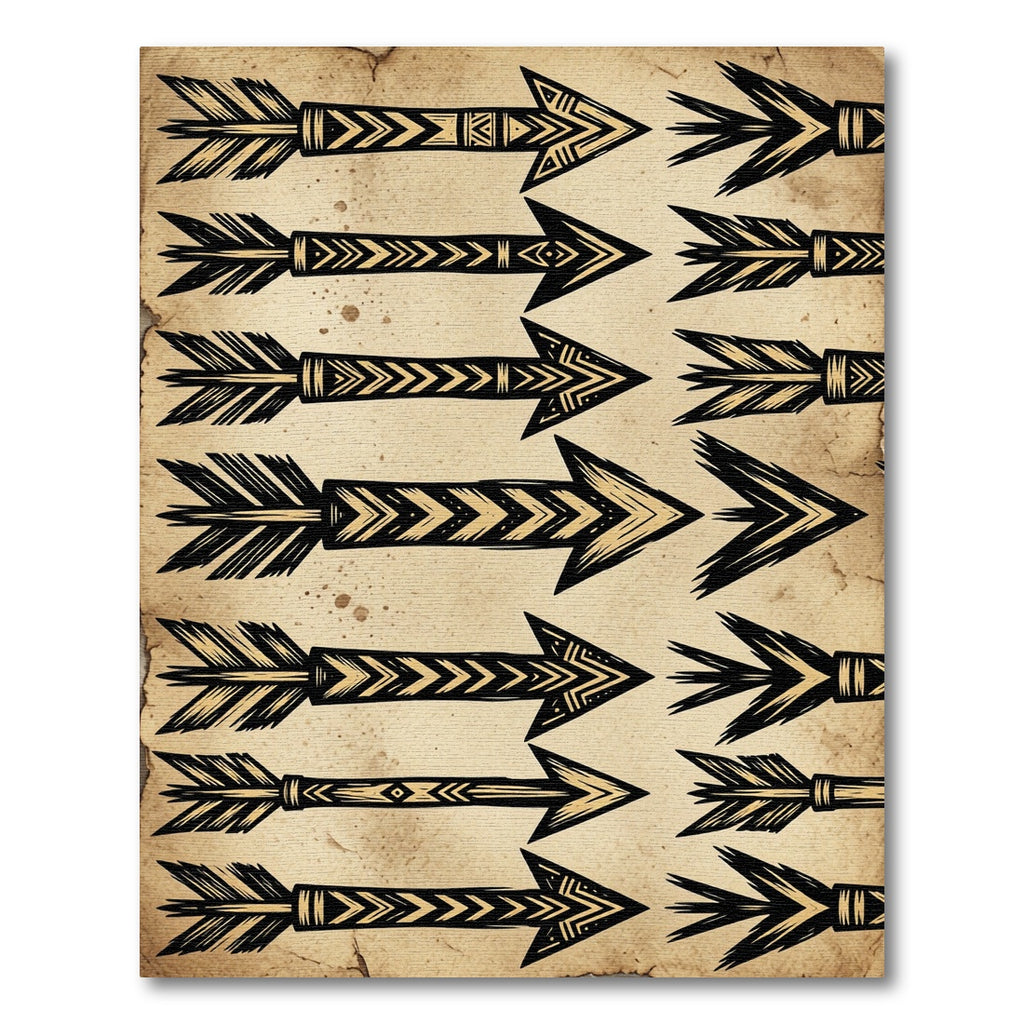Tribal Arrow Black Gold Pattern Rug