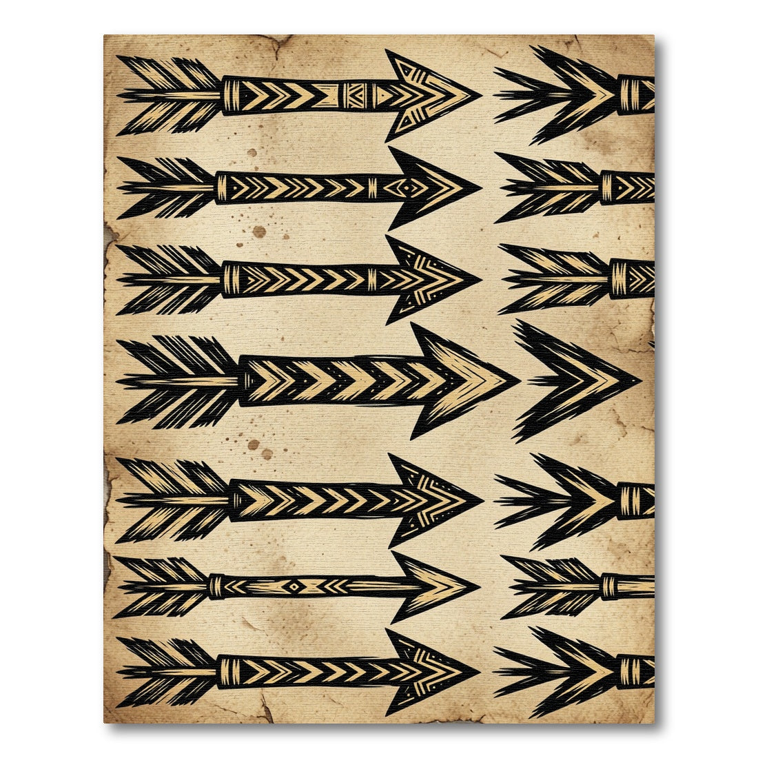 Tribal Arrow Black Gold Pattern Rug