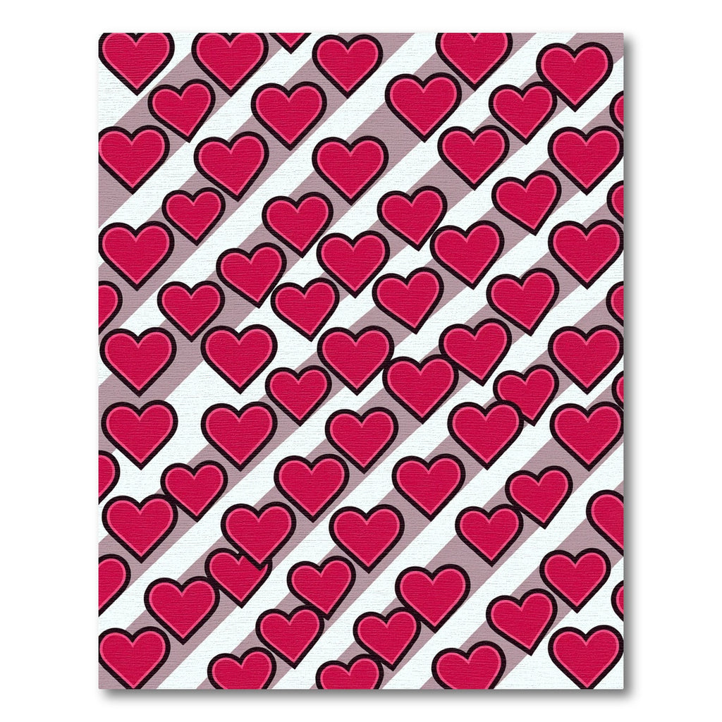 Red Heart Diagonal Striped Design Rug