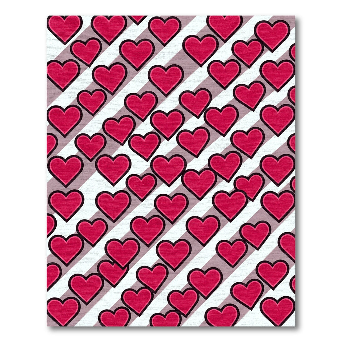 Red Heart Diagonal Striped Design Rug