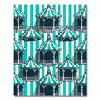 Teal White Striped Gazebo Collection Rug