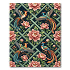 Chinoiserie Phoenix Floral Lattice Art Rug
