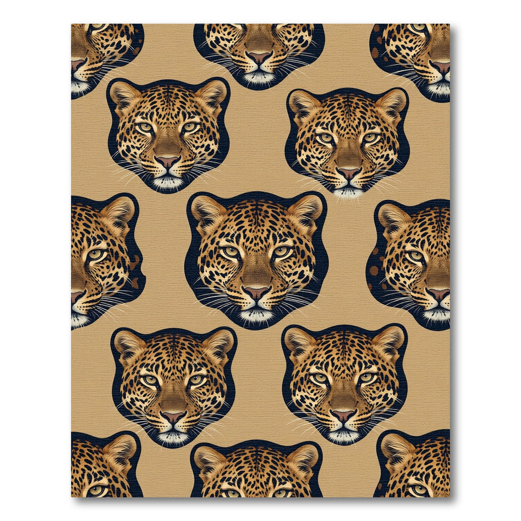 Bold Leopard Portrait Animal Beige Rug