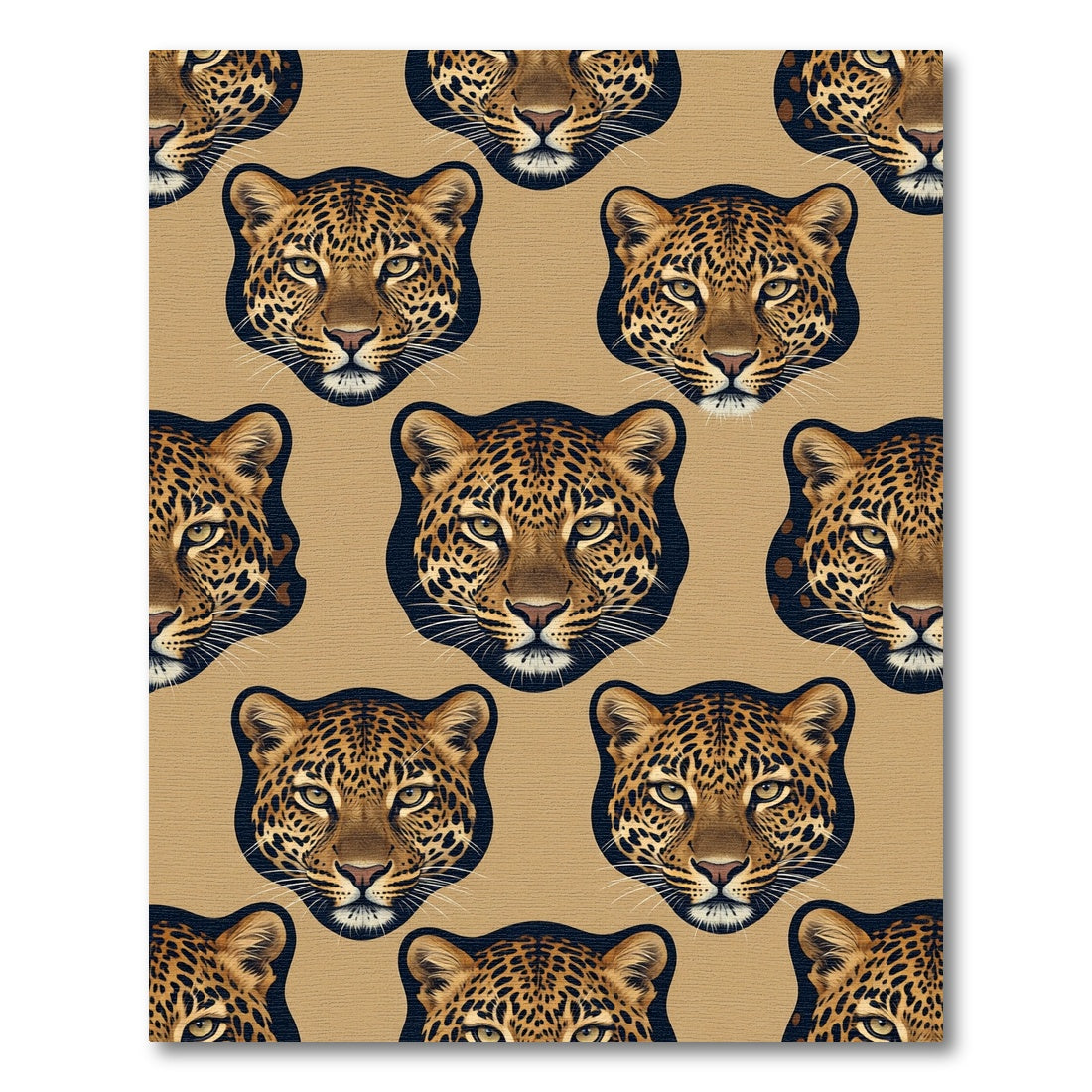 Bold Leopard Portrait Animal Beige Rug