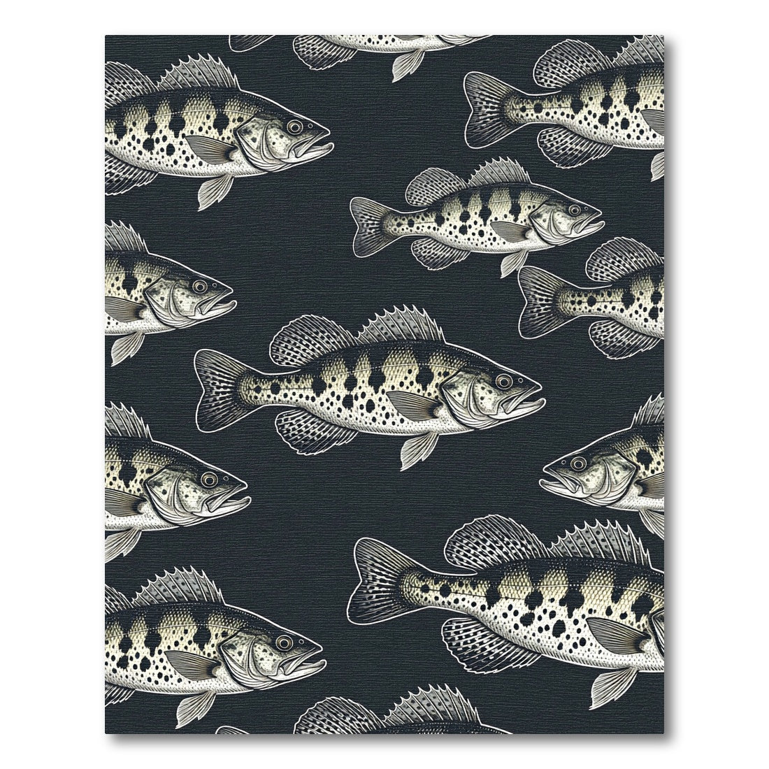 Charcoal Spotted Freshwater Bass Composition Rug