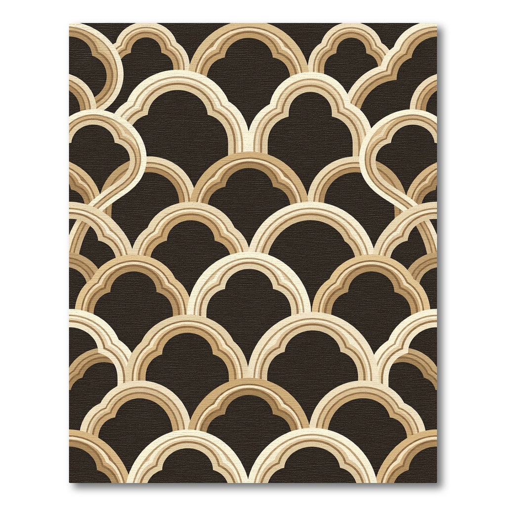 Elegant Beige Arched Scallop Neutral Geometry Rug