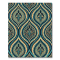 Teal Gold Damask Swirl Medallion Rug