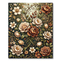 Elegant Sepia Botanical Floral Bouquet Rug