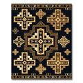 Gold Black Geometric Tribal Cross Art Rug
