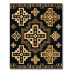 Gold Black Geometric Tribal Cross Art Rug