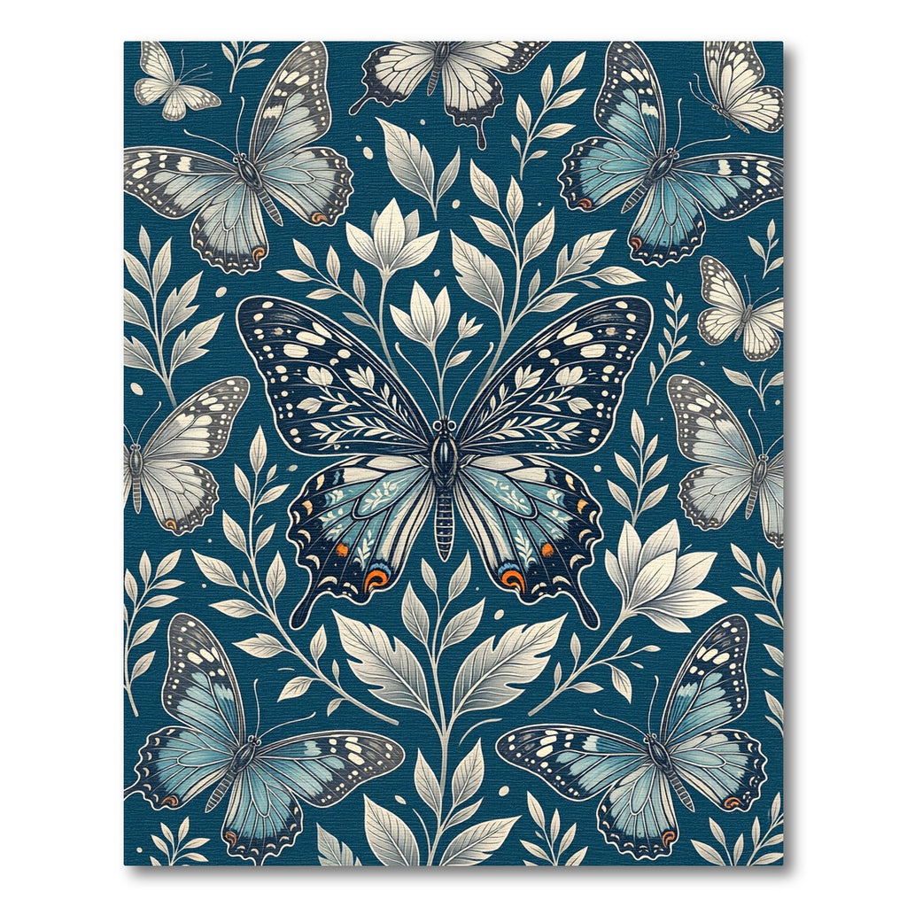 Elegant Blue Butterfly Botanical Garden Rug