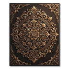 Ornate Golden Mandala Scroll Filigree Rug
