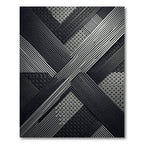 Monochrome Geometric Linear Interwoven Grid Rug