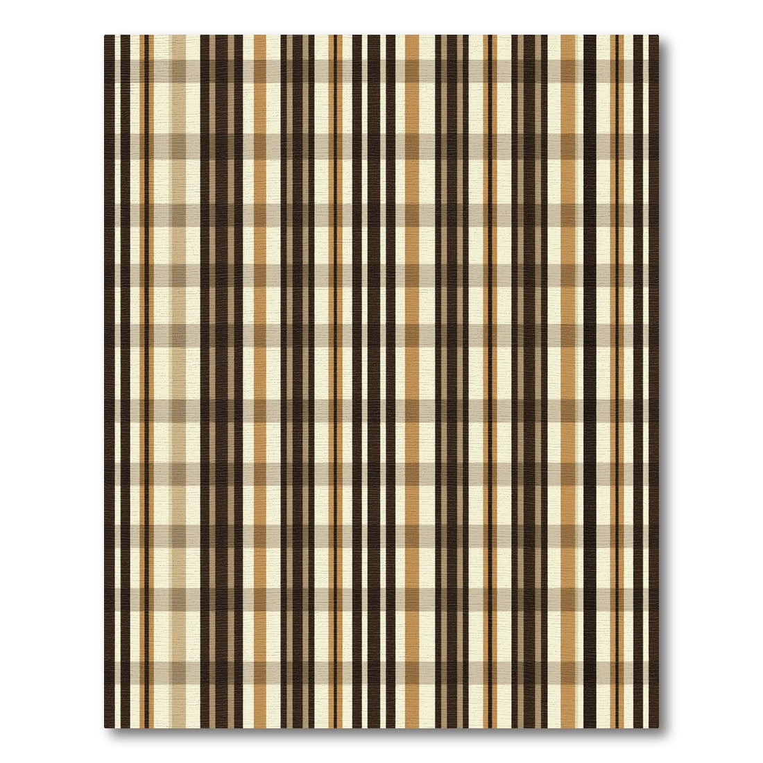 Brown Beige Plaid Vertical Stripe Rug
