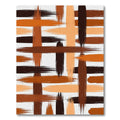 Earthy Brown Abstract Brushstroke Grid Rug