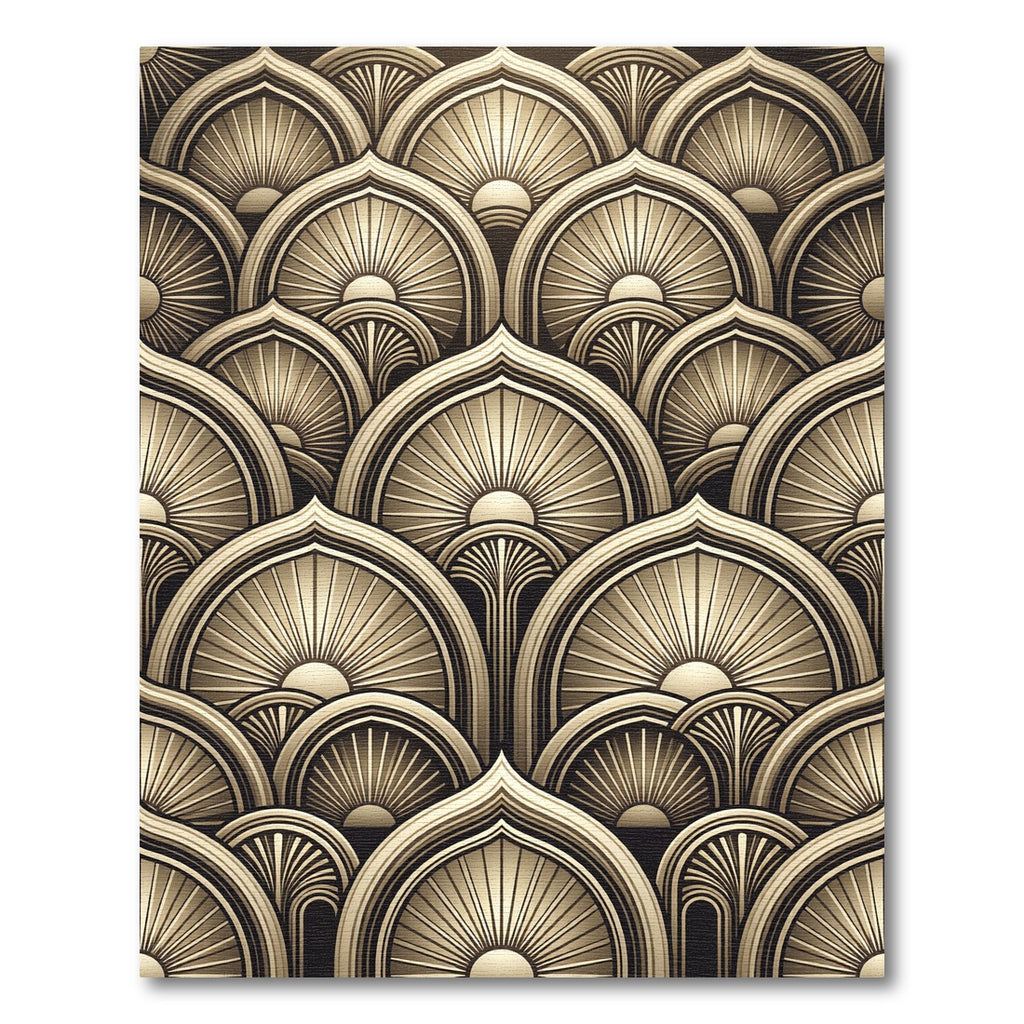 Art Deco Sunburst Arches Gold Rug