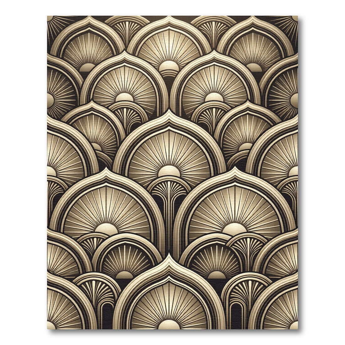 Art Deco Sunburst Arches Gold Rug