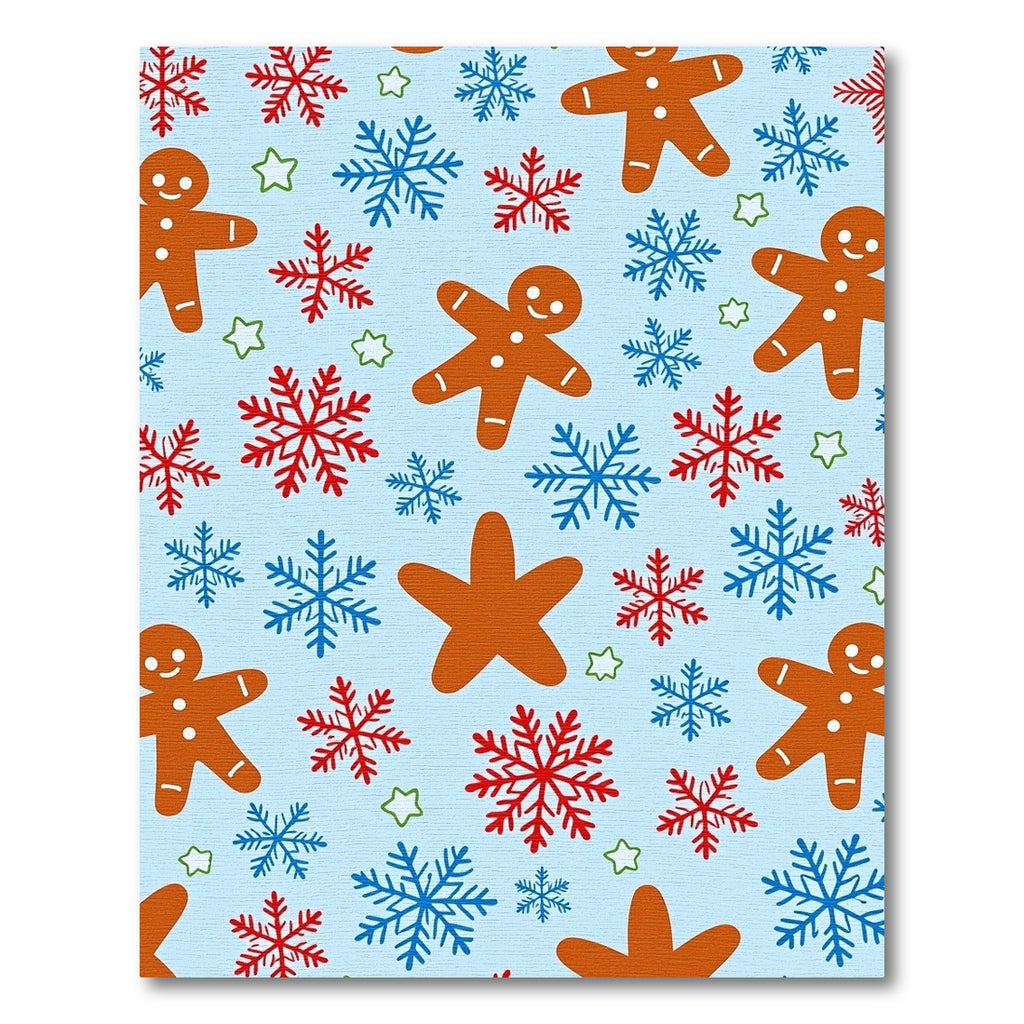 Gingerbread Snowflakes Starry Winter Scene Rug