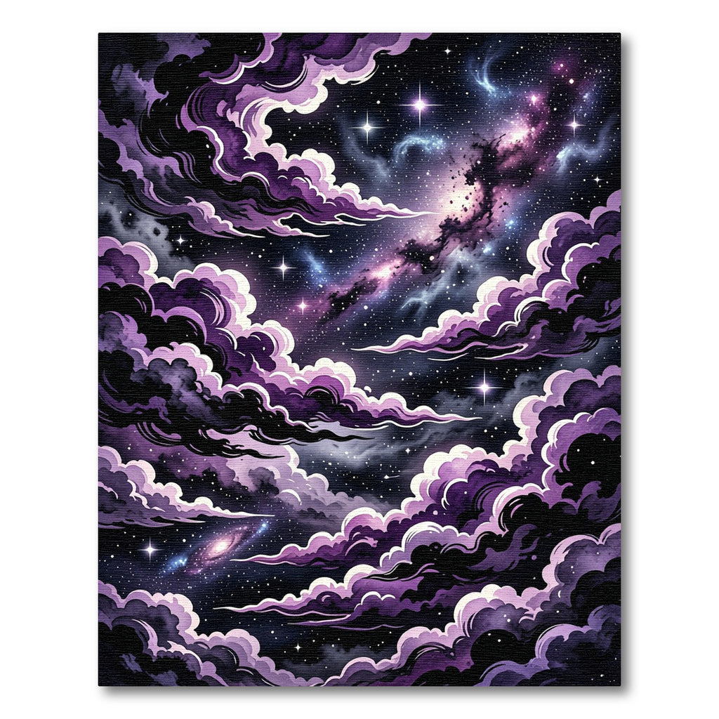 Ethereal Purple Cosmic Nebula Starry Sky Rug