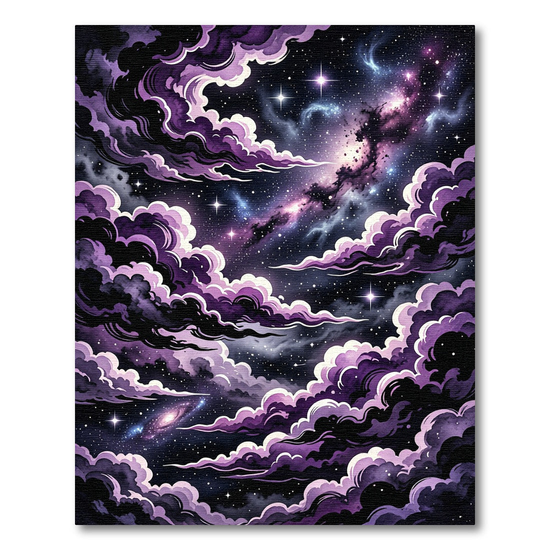 Ethereal Purple Cosmic Nebula Starry Sky Rug