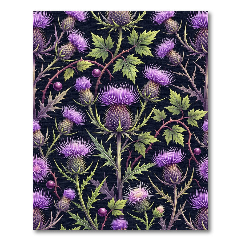 Vibrant Purple Thistle Botanical Garden Rug