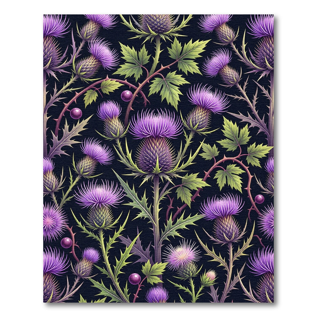 Vibrant Purple Thistle Botanical Garden Rug