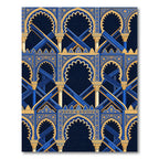 Royal Blue Golden Arch Geometric Rug