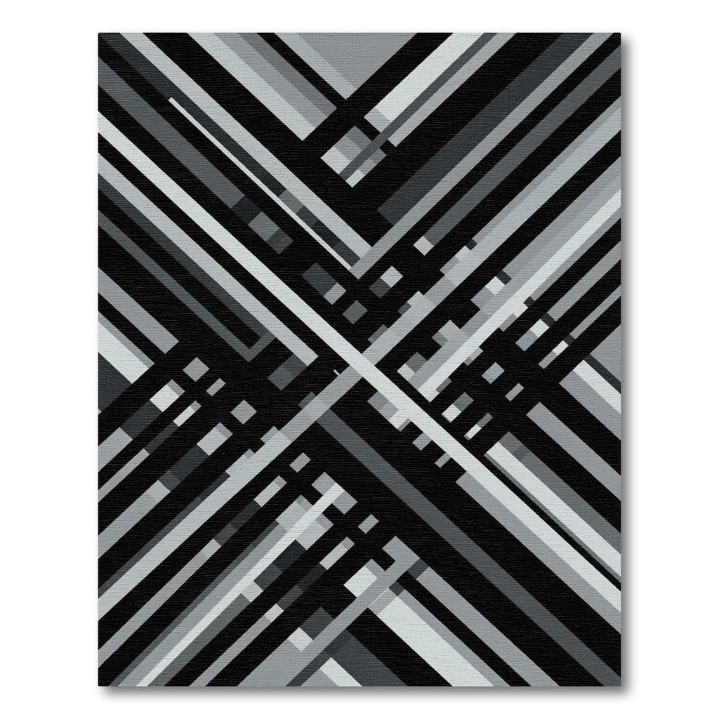 Monochrome Geometric Abstract Intersecting Line Art Rug