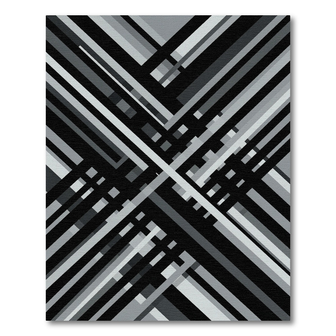 Monochrome Geometric Abstract Intersecting Line Art Rug