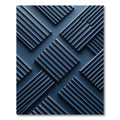 Deep Blue Geometric Ribbed Square Rug