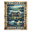 Earthy Pastoral Farmhouse Meadow Landscape Rug