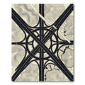 Minimalist Cream Black Infrastructure Map Rug