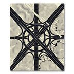 Minimalist Cream Black Infrastructure Map Rug