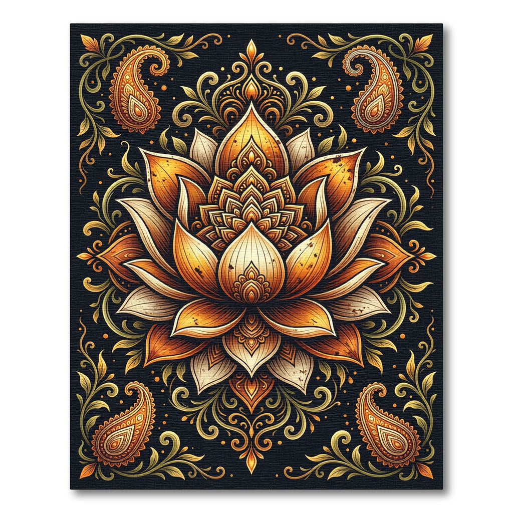 Golden Lotus Paisley Ornament Rug