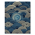 Modern Navy and Cream Geometric Wave Rug
