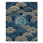 Modern Navy and Cream Geometric Wave Rug