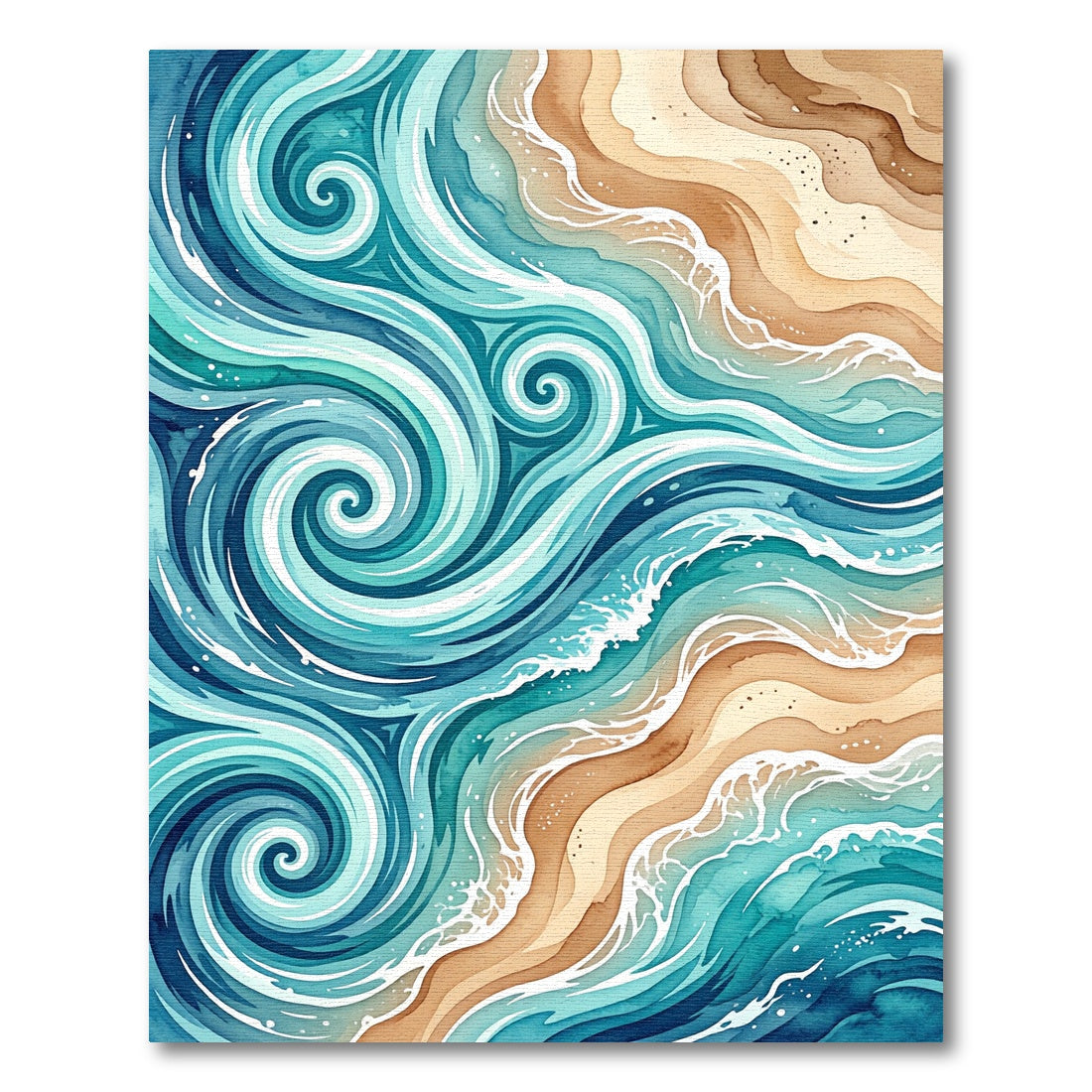 Ethereal Teal Ocean Swirl Abstract Rug